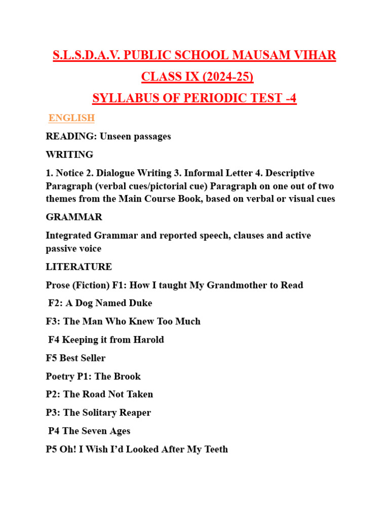 Class IX Syllabus 2024-25 Overview | PDF | Matter