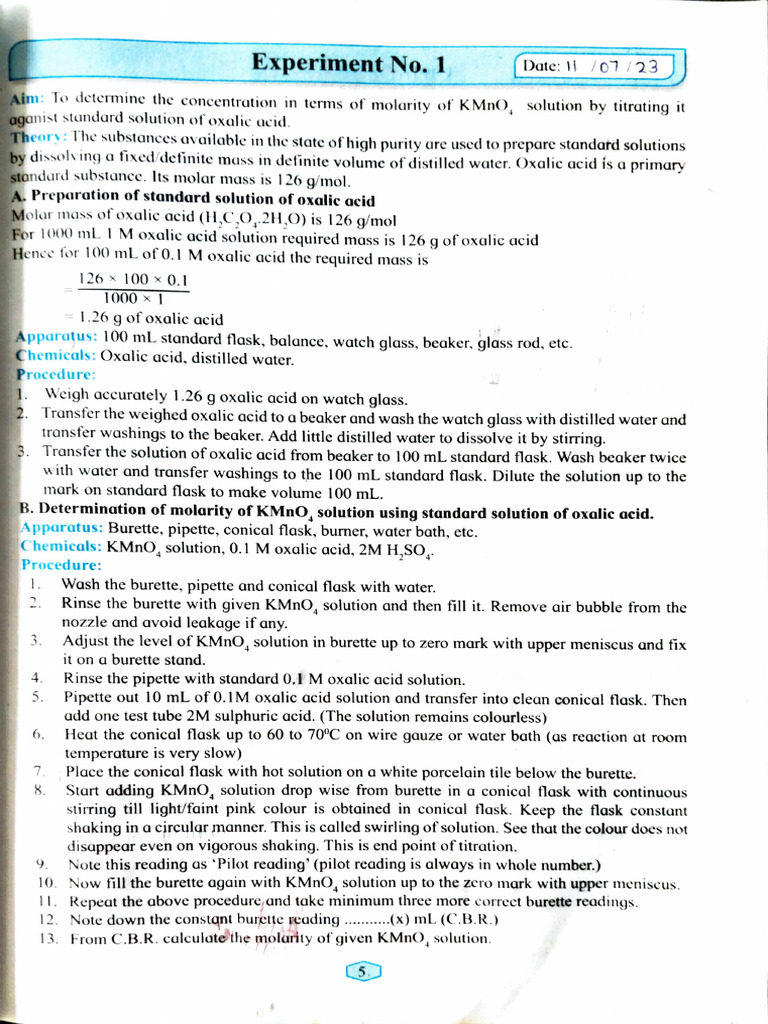 Chemistry Practical 12th Science | PDF