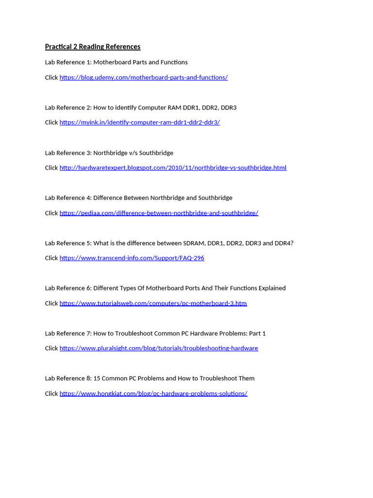 Practical 2 Reading References | PDF