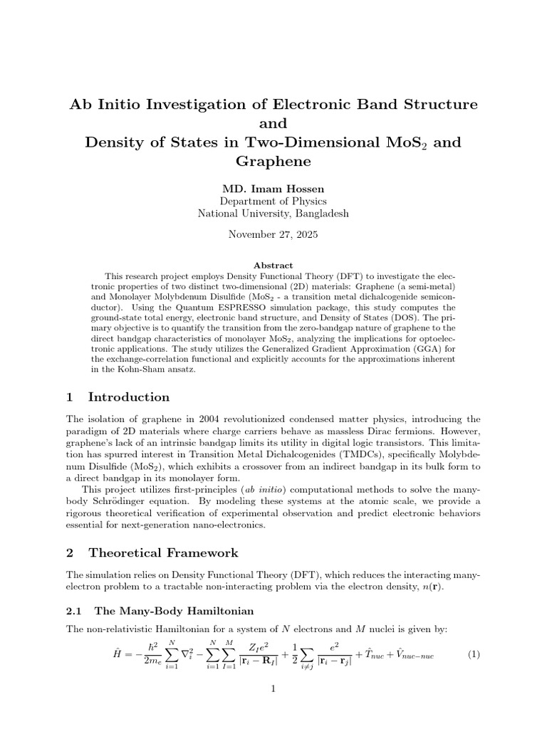 Ab Initio Investigation of Electronic Band Structure and Density of ...