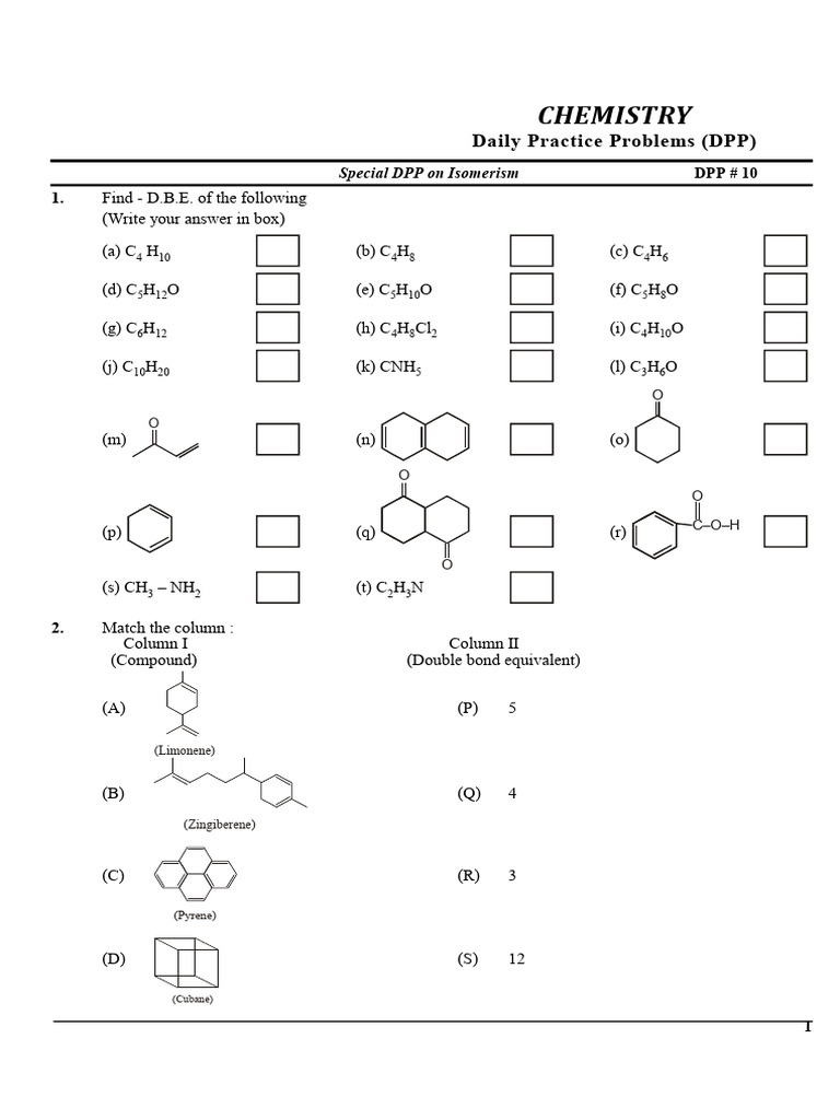 Isomerism Practice Problems in Chemistry | PDF | Isomer | Organic Chemistry