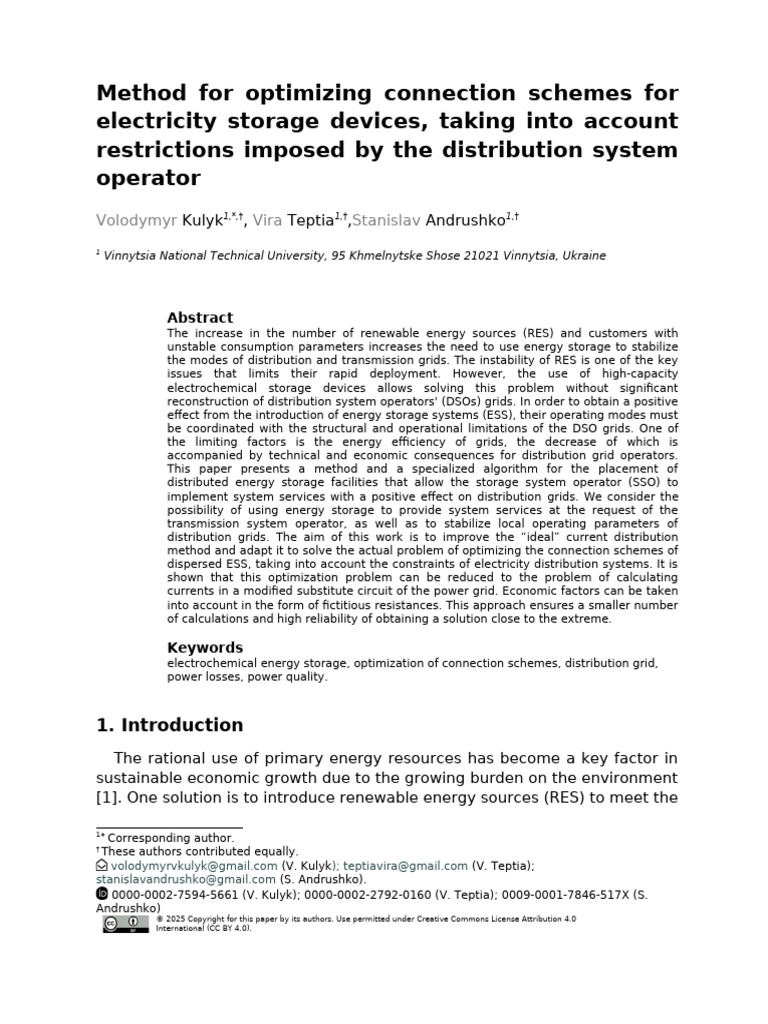 Method For Optimizing Connection Schemes For Electricity Storage ...