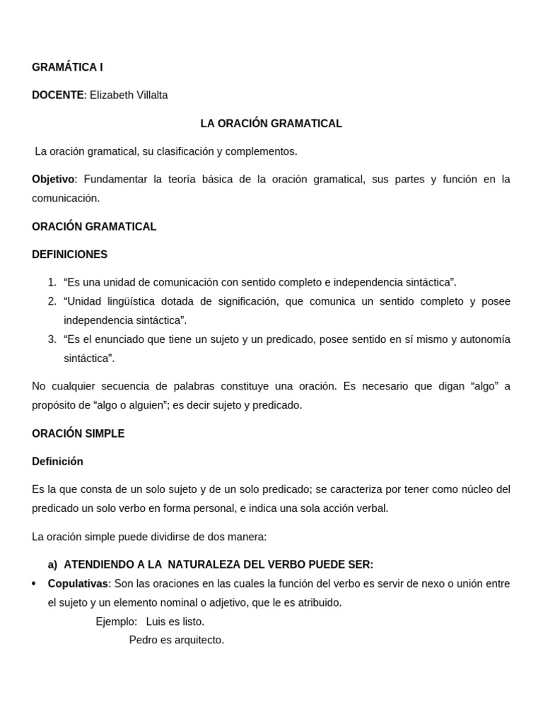 Clasificación y partes de la oración | PDF | Predicado (Gramática) | Verbo