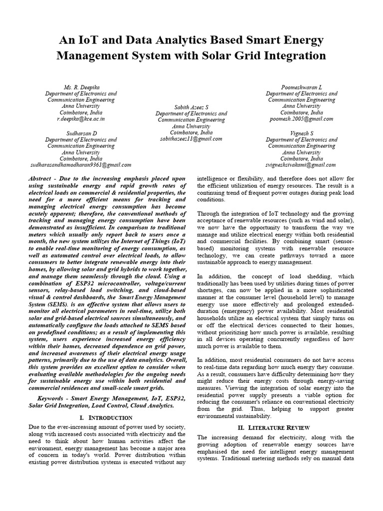 Smart Energy Management with IoT and Solar | PDF | Internet Of Things ...