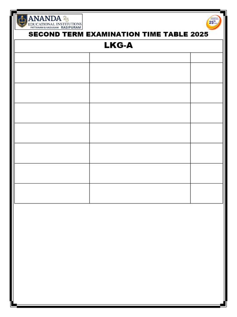 Second Term Exam Timetable 2025 | PDF