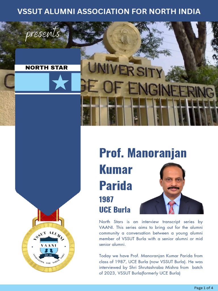 VSSUT Alumni Interview: Prof. Parida | PDF