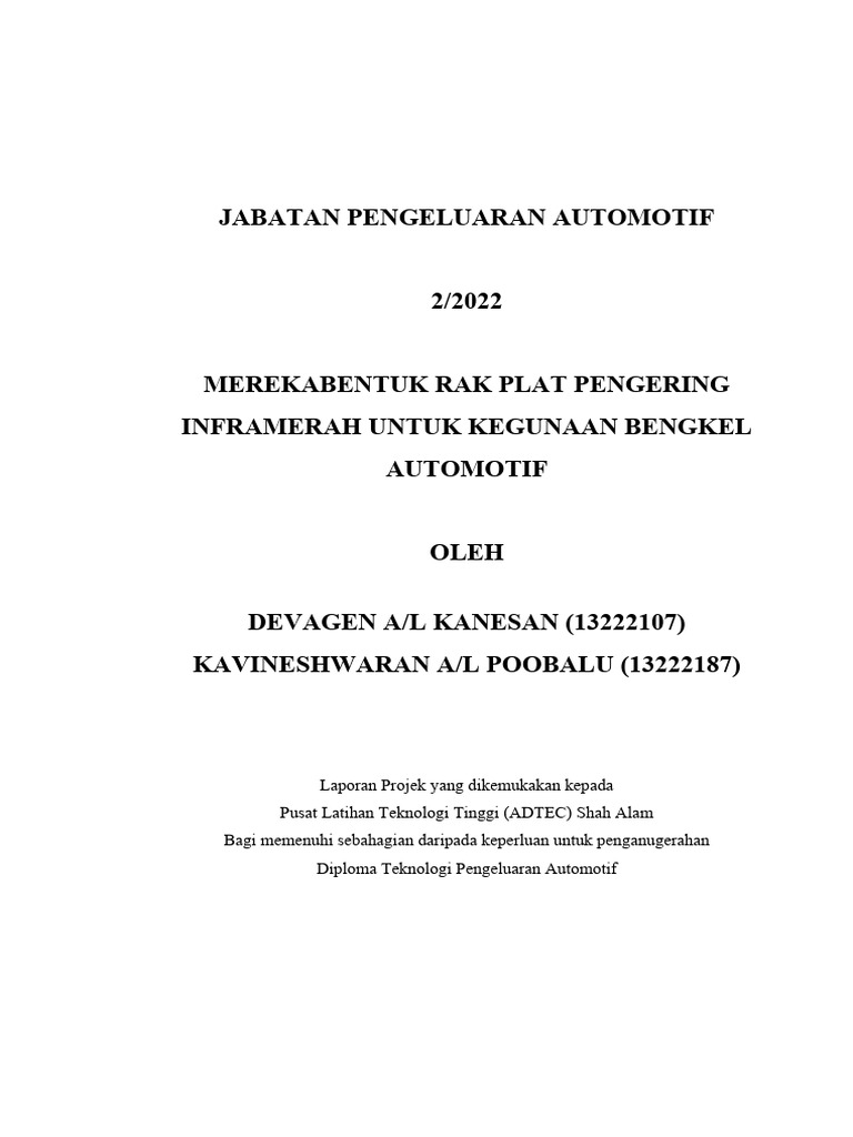 Laporan - Rak Plat Pengering Inframerah | PDF