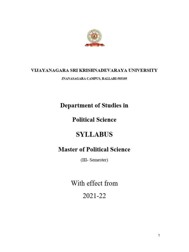 Master of Political Science Syllabus | PDF | United Nations ...