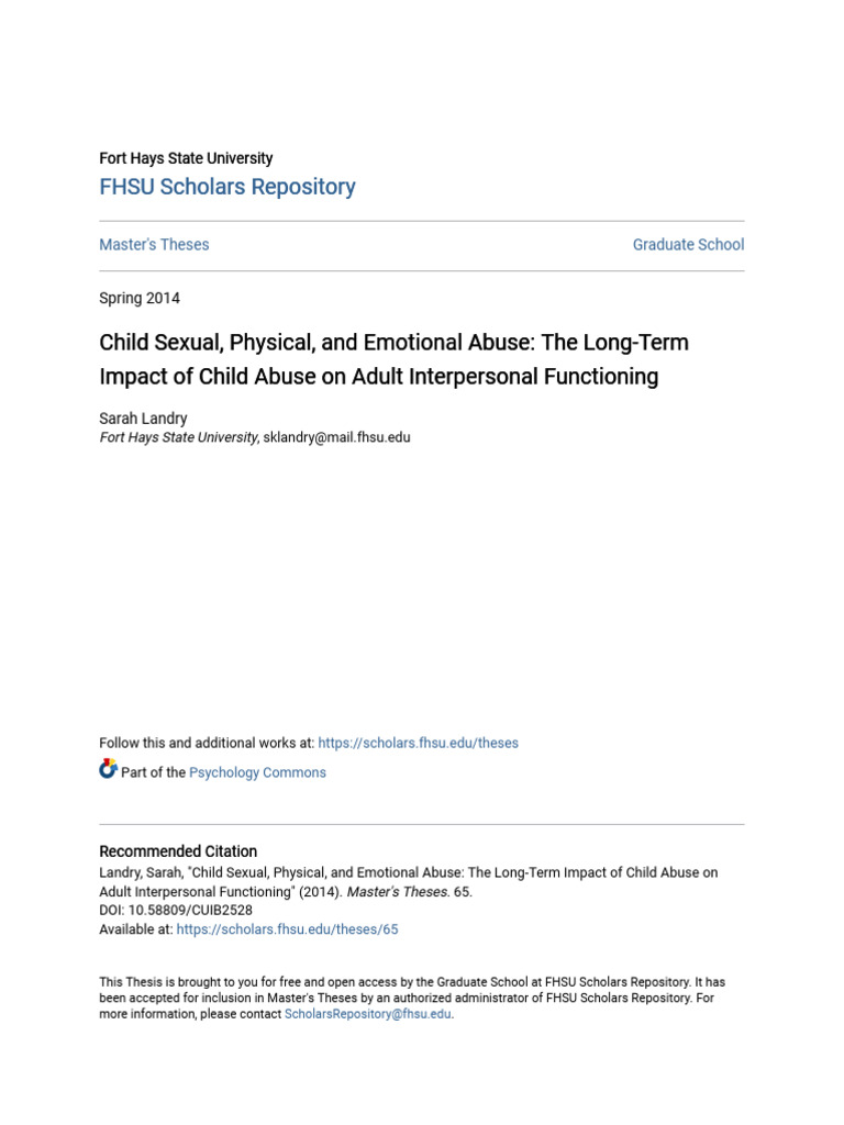Child Sexual Physical and Emotional Abuse The LongTerm | PDF ...