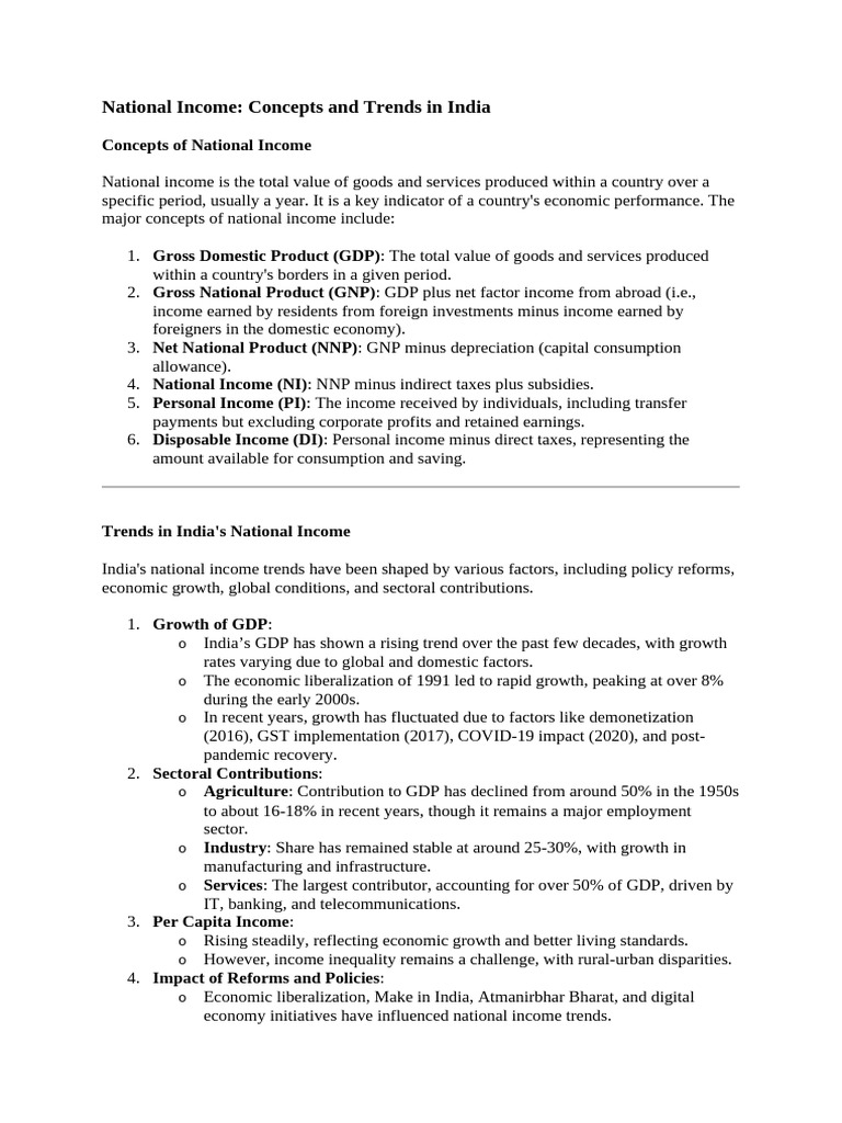 National Income Trends in India | PDF | Gross Domestic Product ...