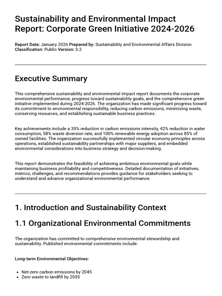 Corporate Green Initiative 2024-2026 Report | PDF | Sustainability ...