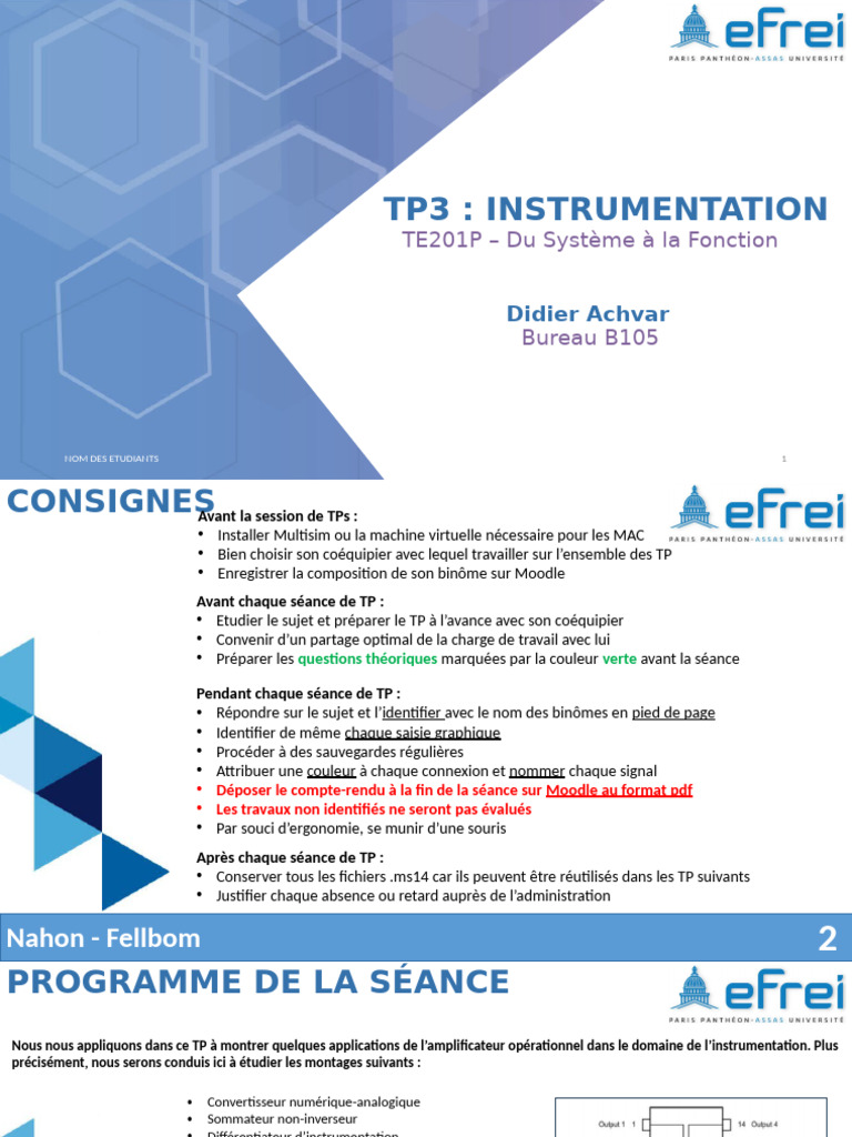 TP3 : Instrumentation et Amplificateurs | PDF | Convertisseur numérique ...
