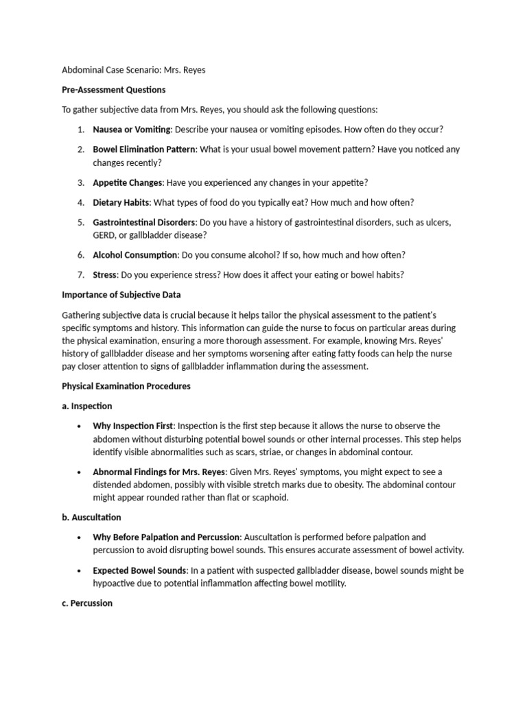 Abdominal Assessment for Gallbladder Issues | PDF | Medical Specialties ...