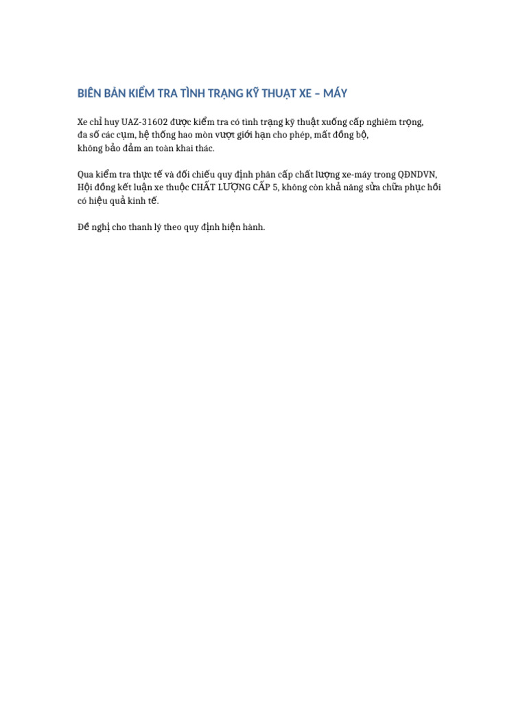 Bien Ban KTKT Xe Da Chen Noi Dung | PDF