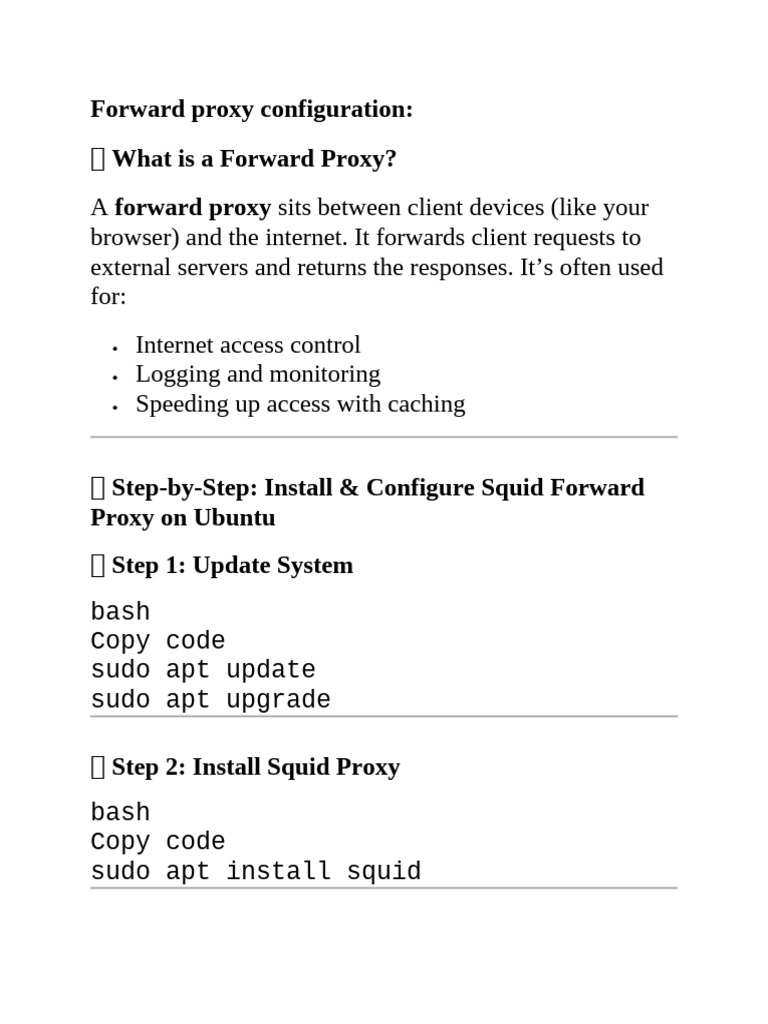 Configure Squid Forward Proxy on Ubuntu | PDF | Proxy Server | Software