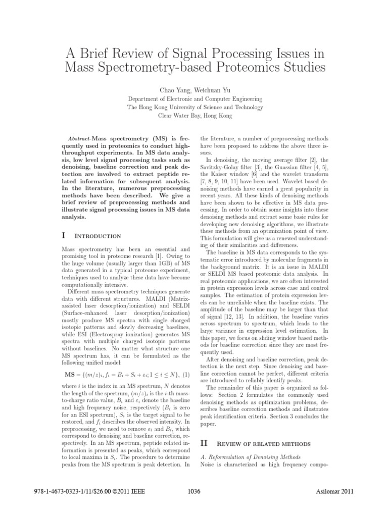 Signal Processing in Mass Spectrometry | PDF | Mass Spectrometry | Mass