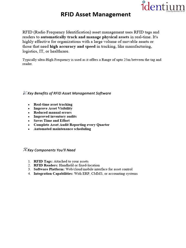 RFID Asset Management Solutions Guide | PDF | Radio Frequency ...