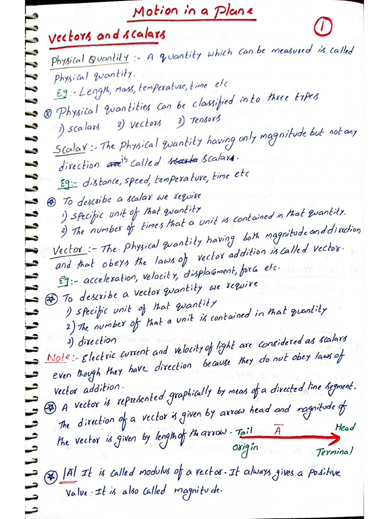 Motion in A Plane Hand Written Swamy Page 1 To Page 24 | PDF