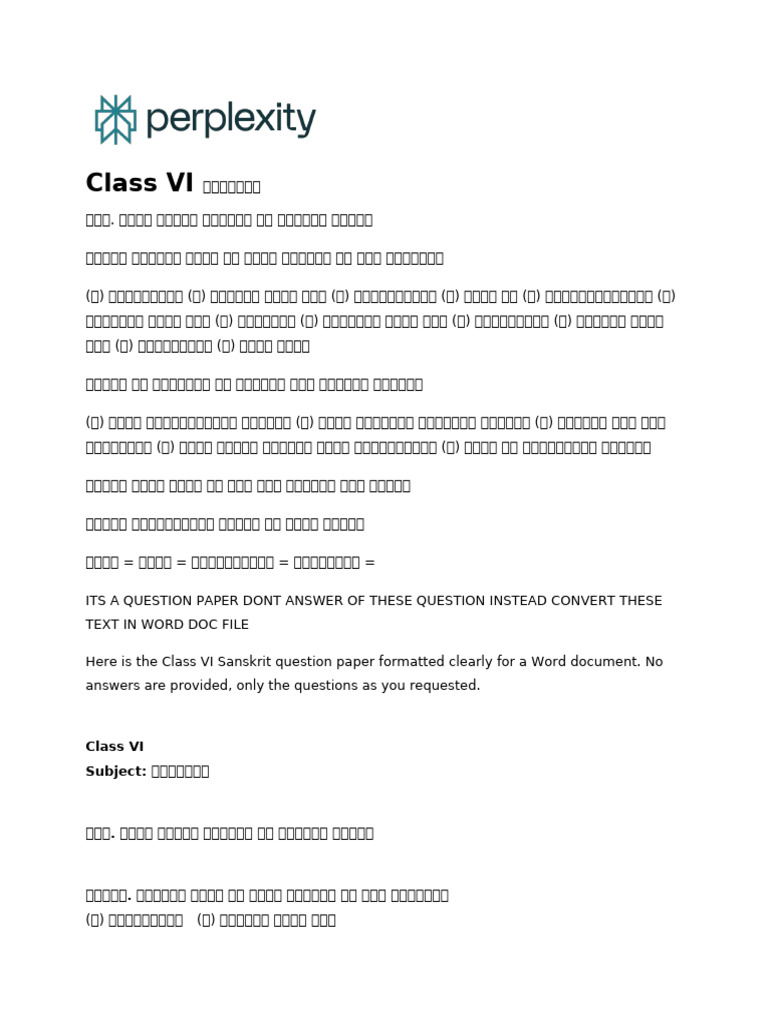 Class VI | PDF