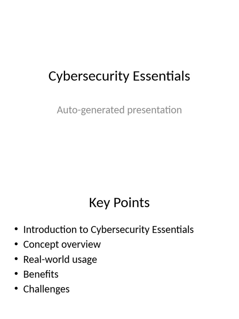 Cybersecurity Essentials Overview | PDF