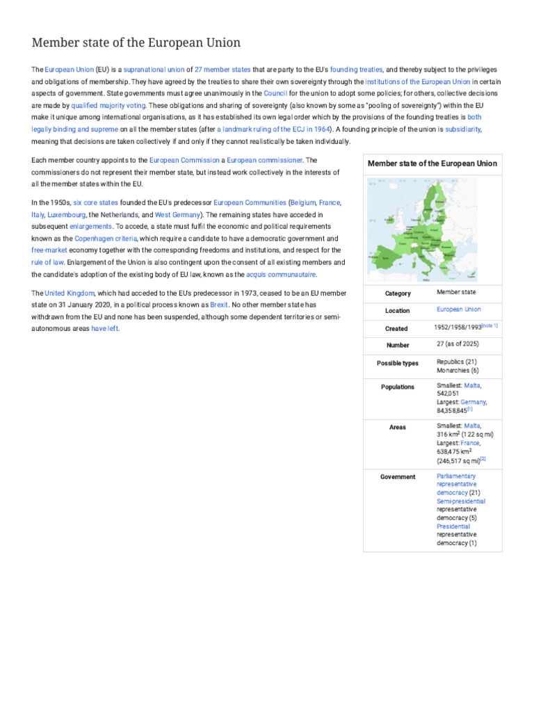EU Member States Overview and Structure | PDF | Member State Of The ...