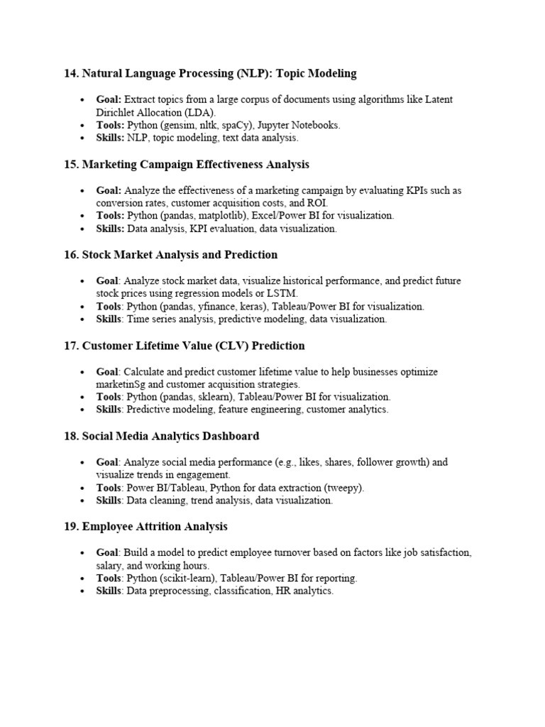 Data Analysis Projects Overview | PDF