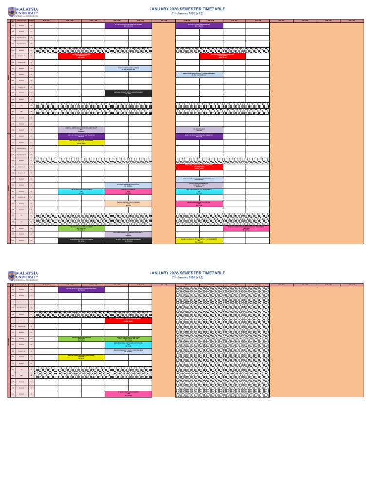 January 2026 Semester Class Timetable | PDF | Business Economics ...