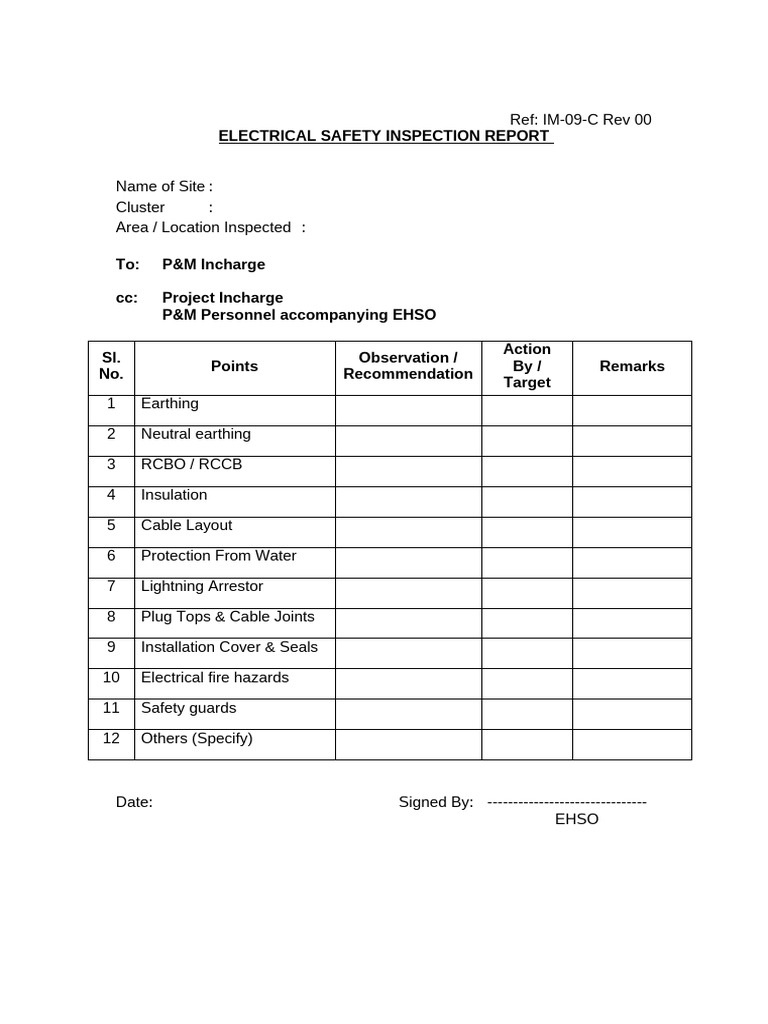 IM-09-C Electrical Safety Inspection Report | PDF