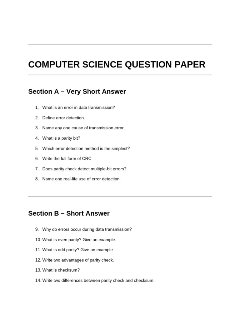 Data Transmission Error Detection Methods | PDF