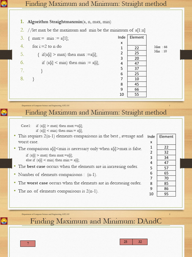 Max-Min Finding Algorithms Explained | PDF | Applied Mathematics ...