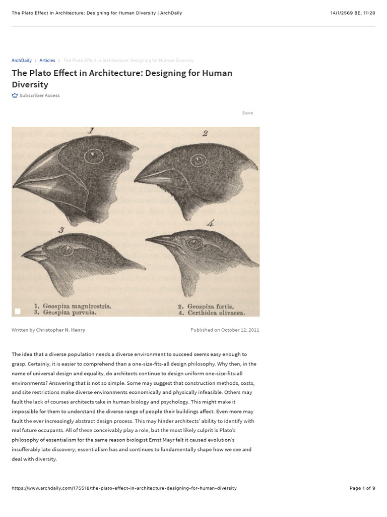 WEEK 01 - The Plato Effect in Architecture - Designing For Human ...