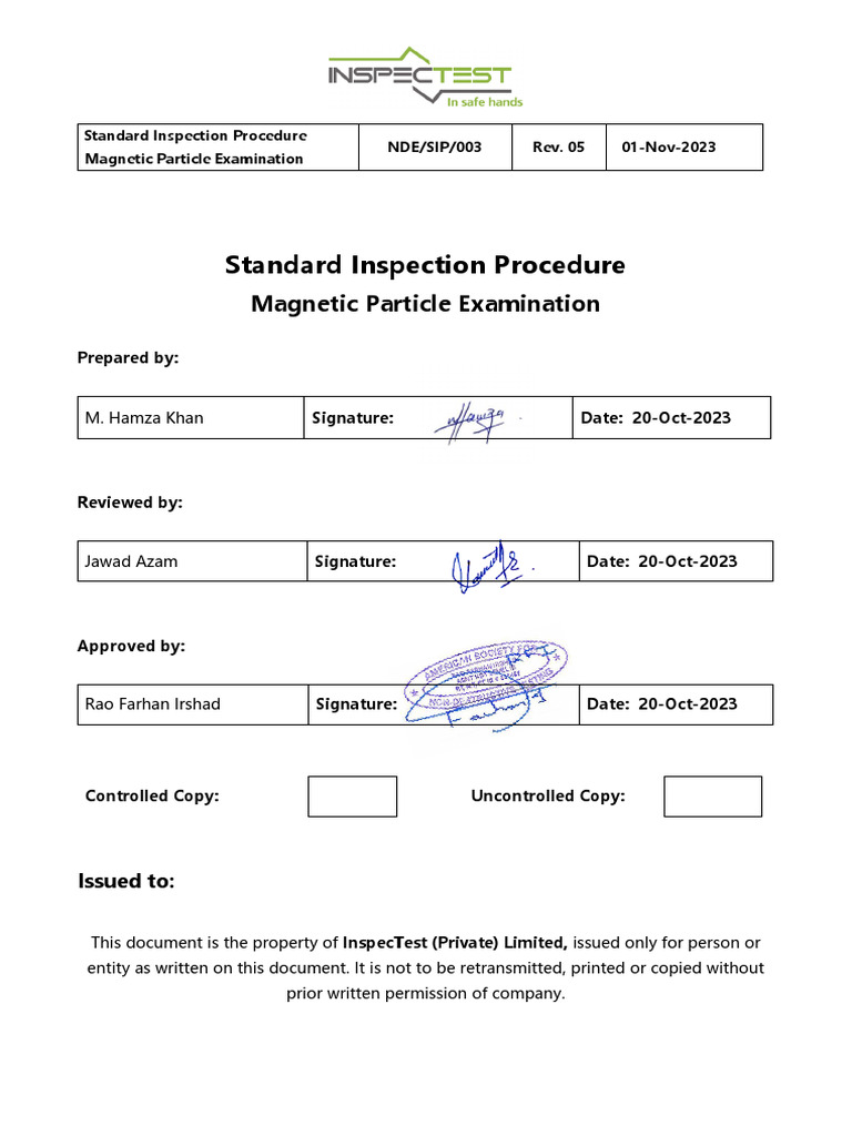 Magnetic Particle Examination SOP | PDF | Nondestructive Testing ...