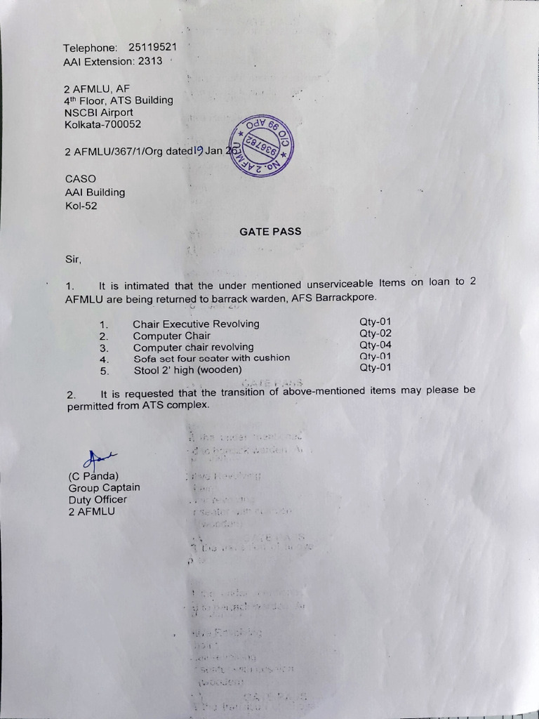 Return of Unserviceable Items Notification | PDF