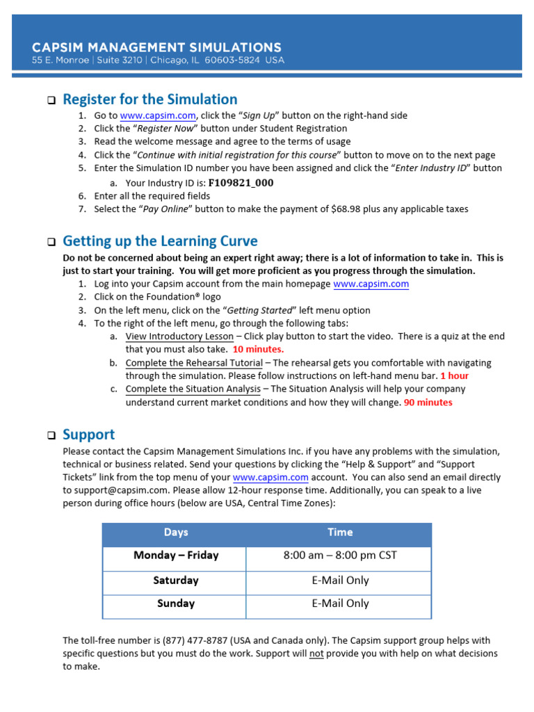CAPSIM Foundation Getting Started Fall 2019 | PDF