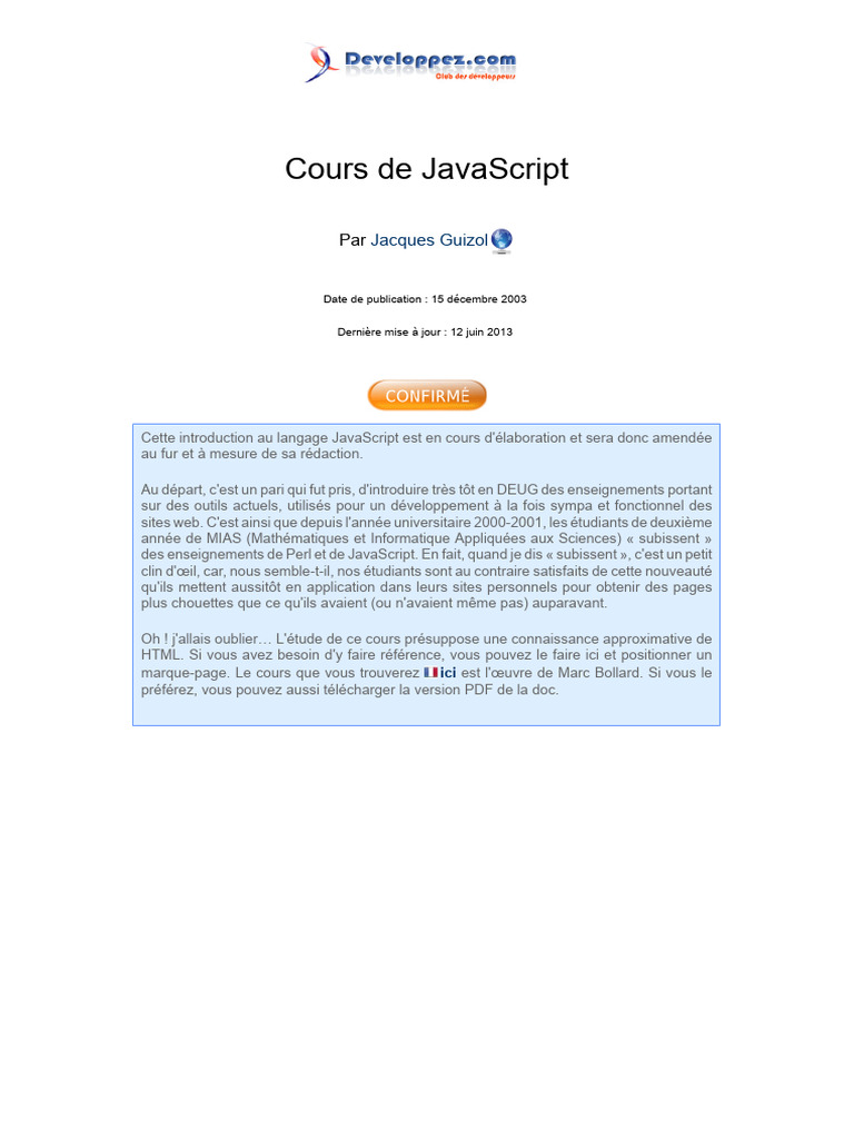 Introduction au JavaScript pour débutants | PDF | JavaScript | Variable ...