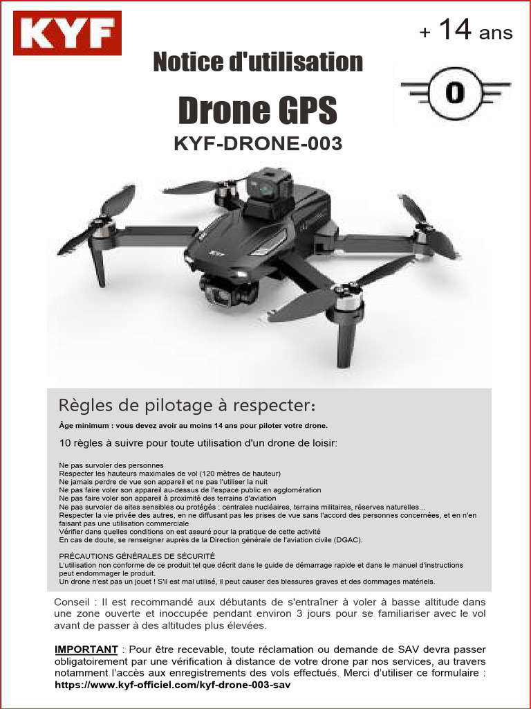 Guide d'utilisation du Drone KYF-DRONE-003 | PDF | Système de ...
