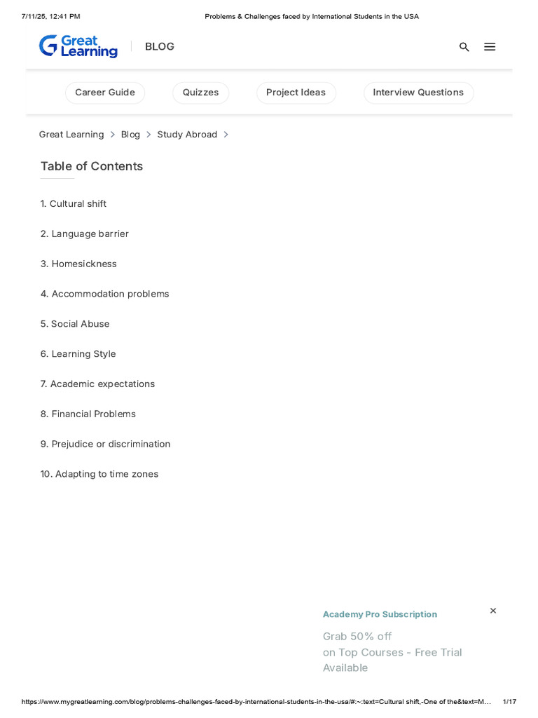Problems & Challenges Faced by International Students in The USA | PDF ...