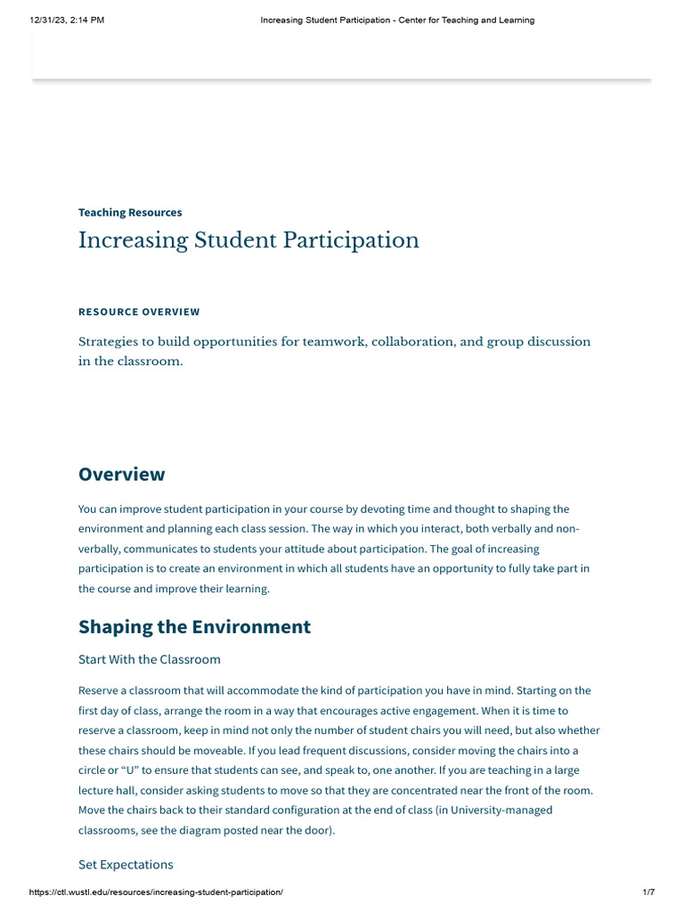 Boosting Classroom Participation Strategies | PDF | Lecture | Learning