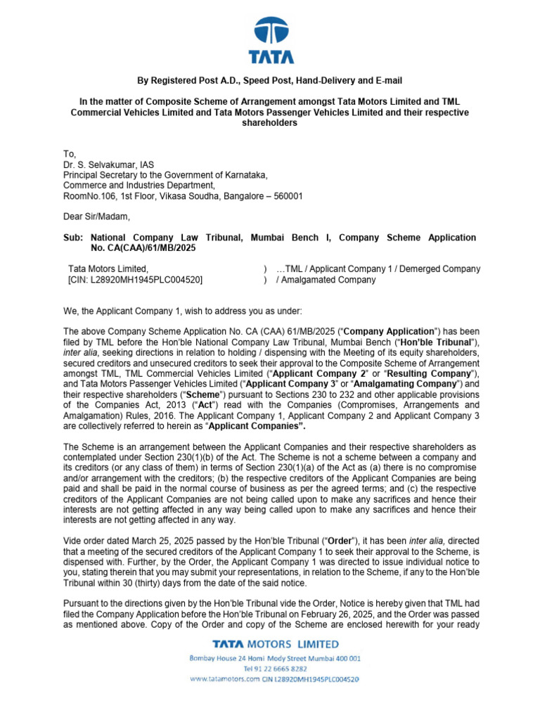 TML Draft Notice To Secured Creditor | PDF | Taxes | Lease