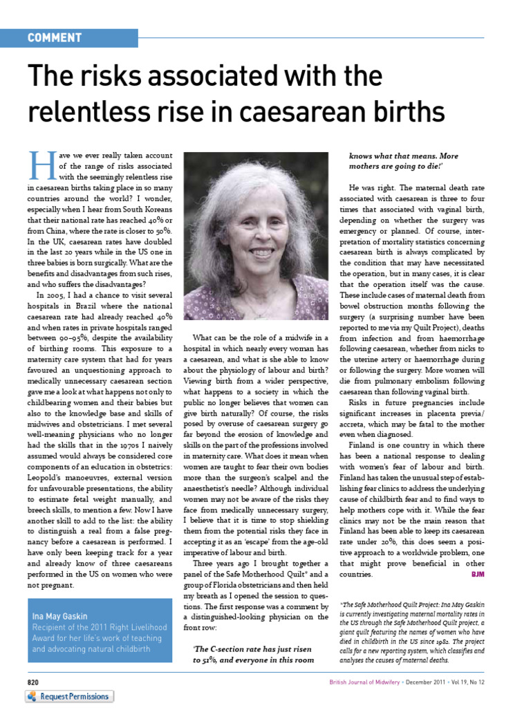 The Risks Associated With The Relentless Rise in Caesarean Births | PDF