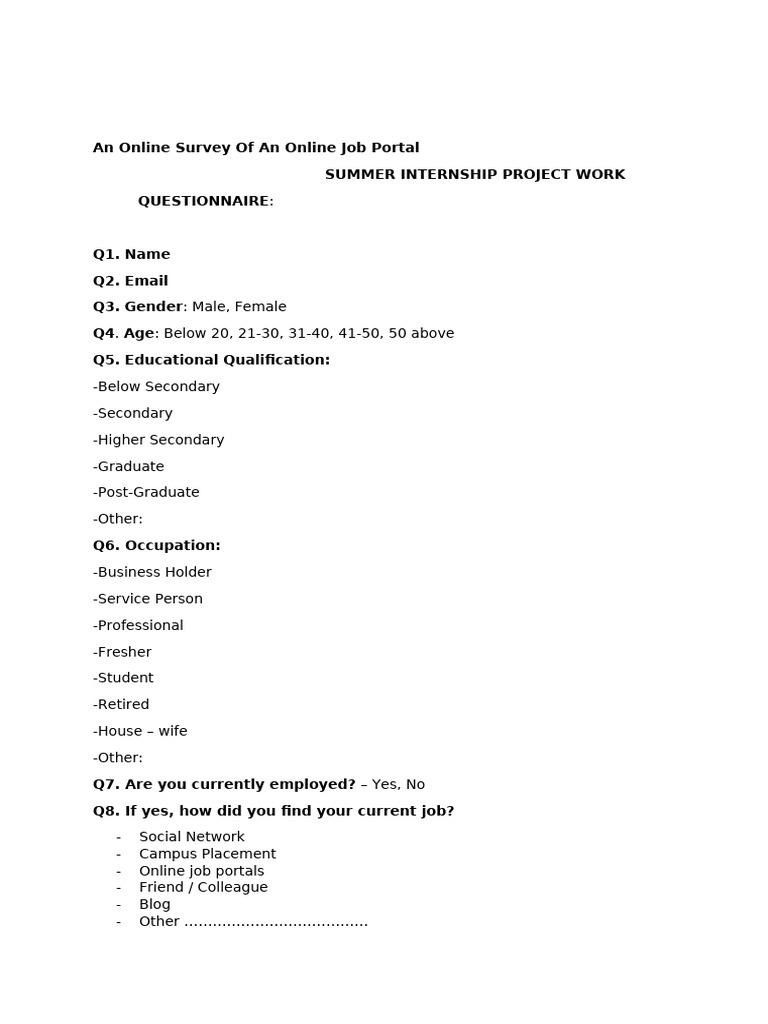 Online Job Portal Survey Insights | PDF