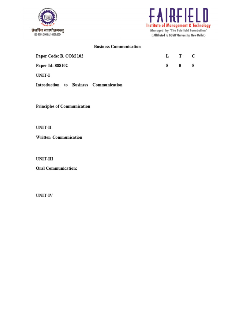 Business Communication Fundamentals | PDF | Communication | Nonverbal ...