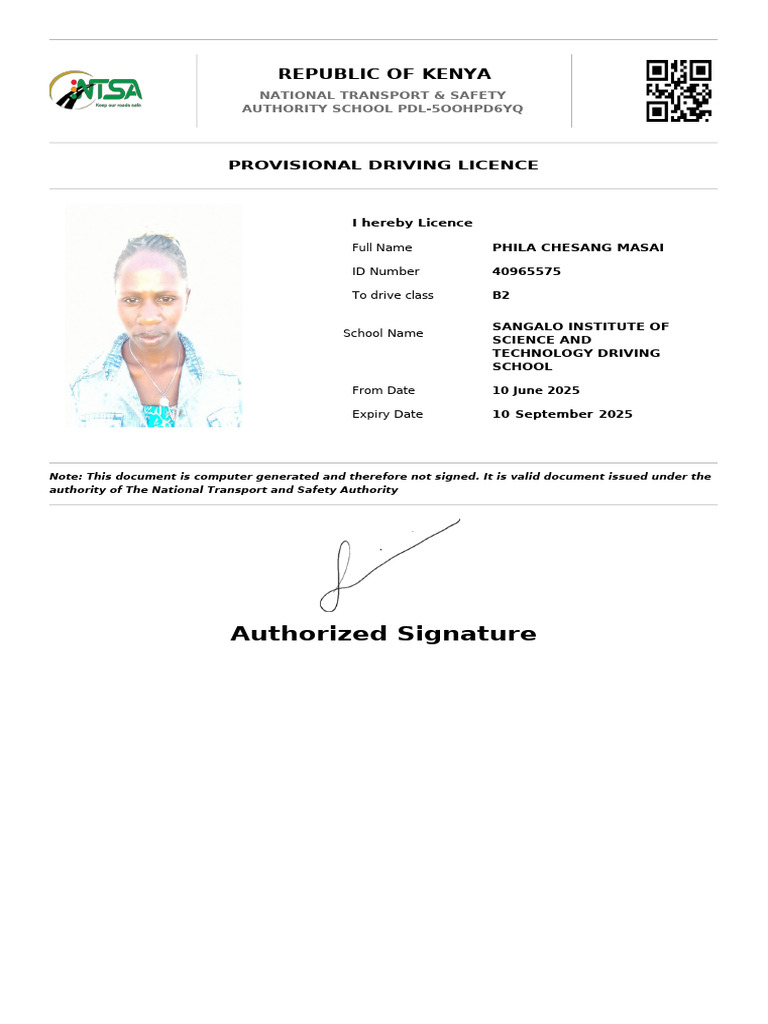 PDL 5OOHPD6YQ Provisional+Driving+License | PDF