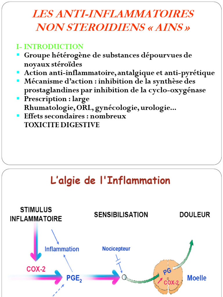 Anti-inflammatoires Non Stéroïdiens : Mécanismes et Risques | PDF ...