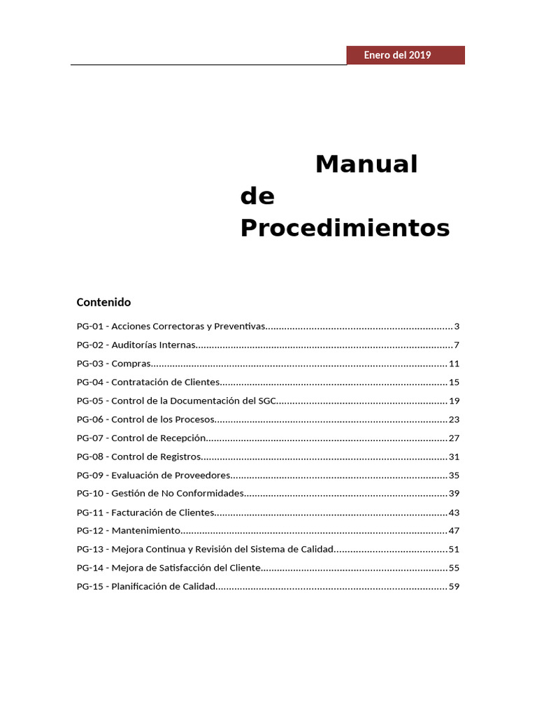 Manual de Procedimientos del SGC | PDF | Sistema de manejo de calidad ...