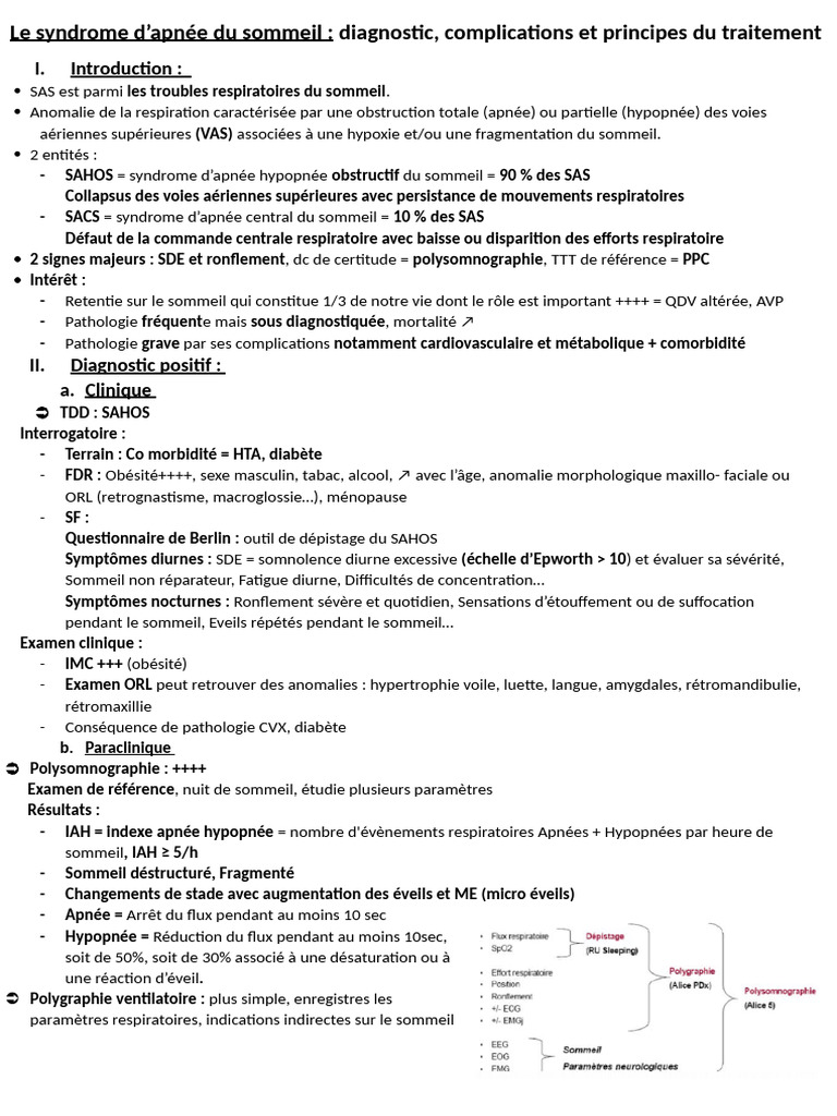 Apnée du sommeil : diagnostic et traitement | PDF | Syndrome d'apnées ...