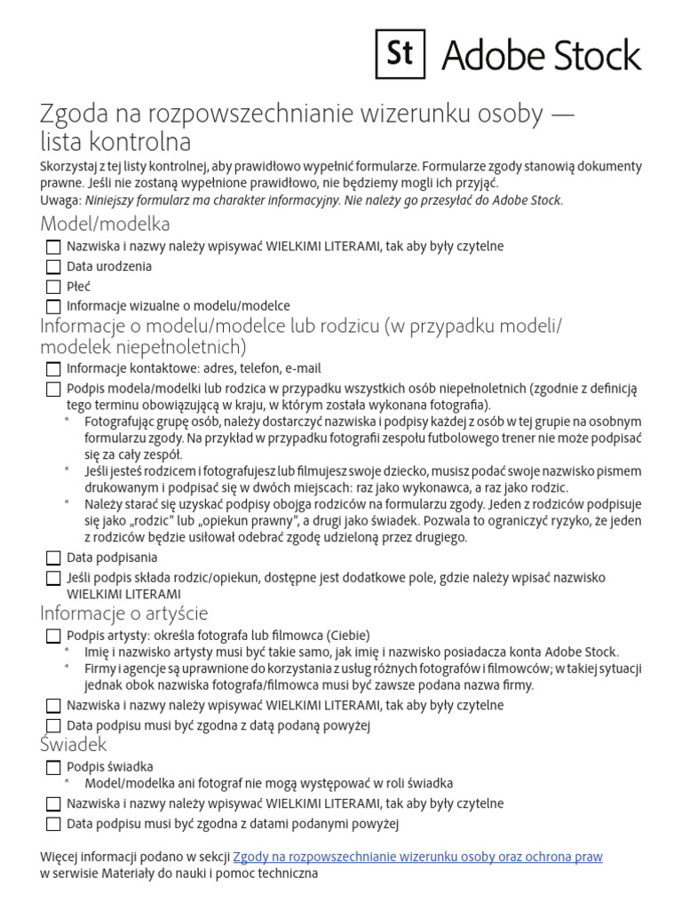 Model Release Checklist | PDF