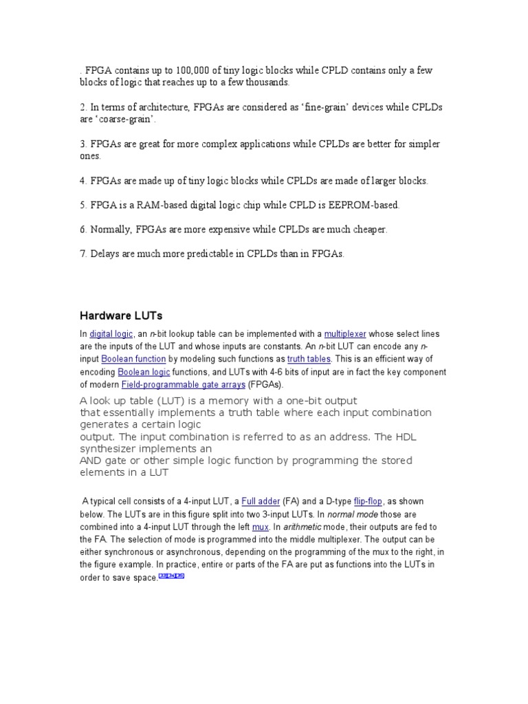 FPGA vs CPLD: Key Differences Explained | PDF | Field Programmable Gate ...