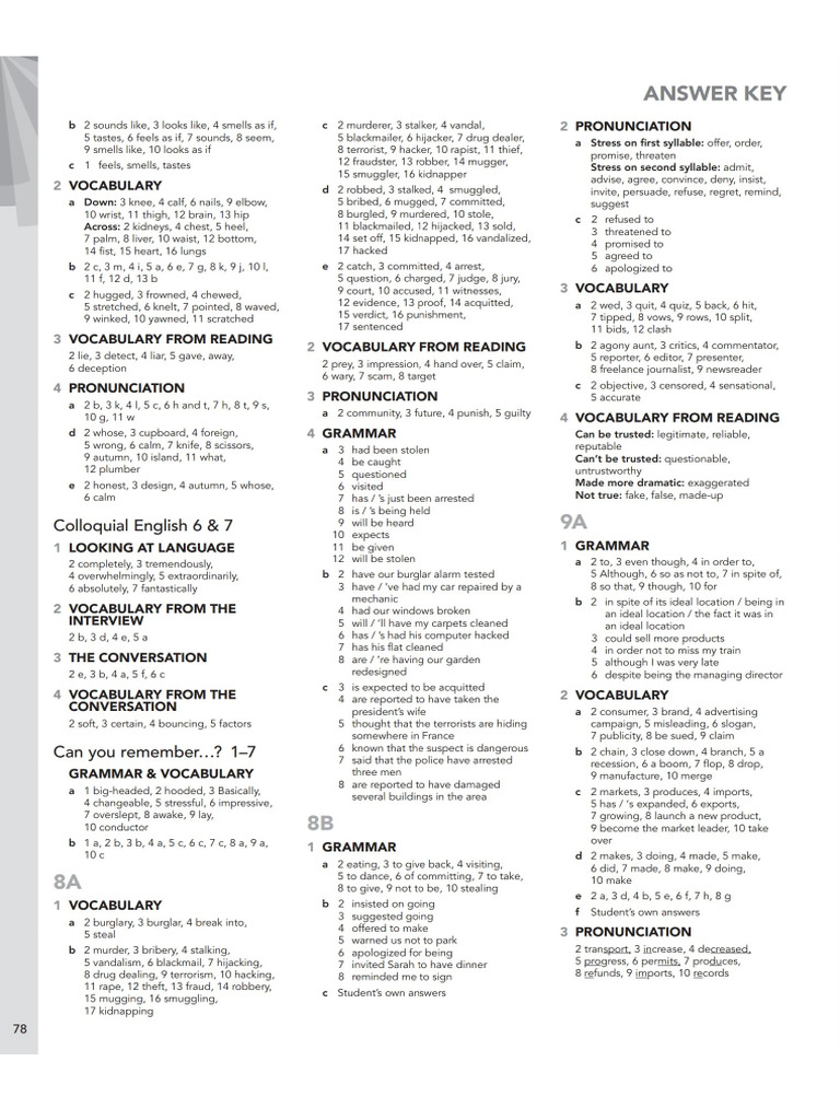English File 4th Ed Upper Intermediate Workbook Keys 5 | PDF