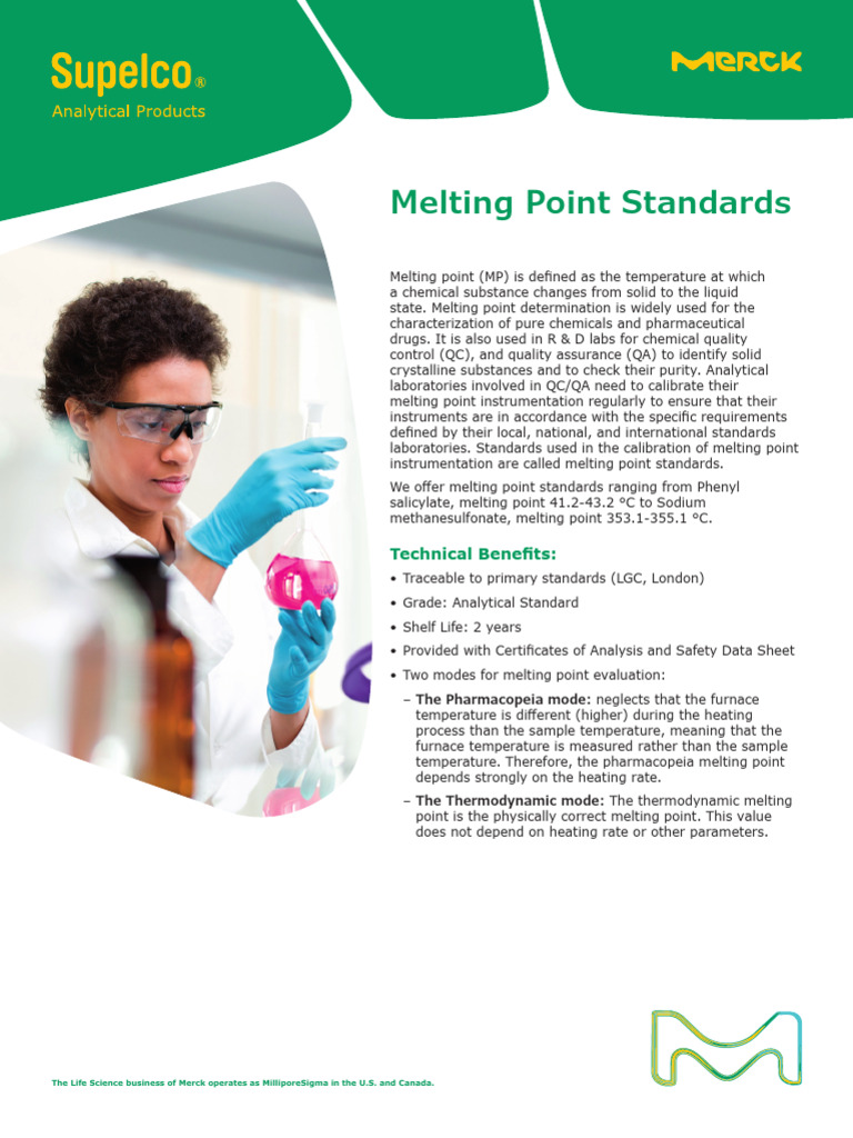 Melting Point Standards for Calibration | PDF | Melting Point | Melting